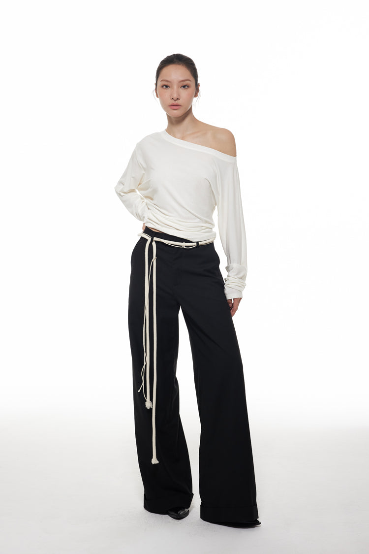 Versatile Casual Rope Design Waist Tie Pants [ID:0416PA]