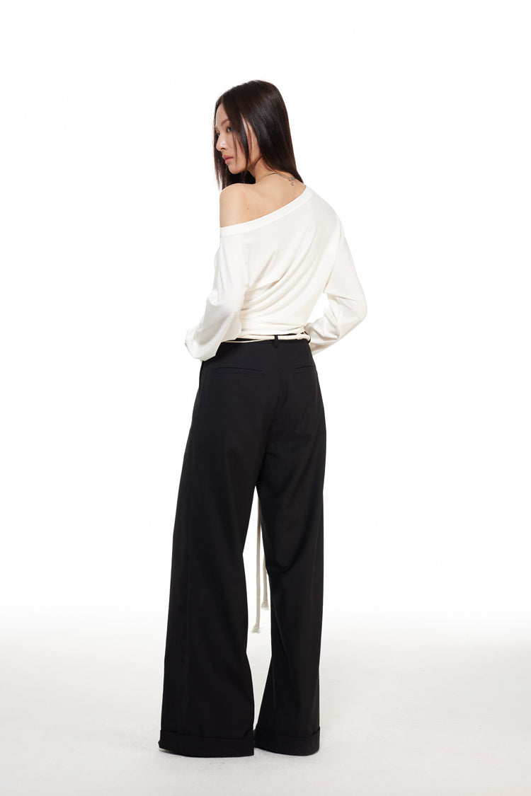 Versatile Casual Rope Design Waist Tie Pants [ID:0416PA]