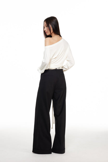 Versatile Casual Rope Design Waist Tie Pants [ID:0416PA]