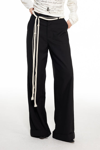 Versatile Casual Rope Design Waist Tie Pants [ID:0416PA]