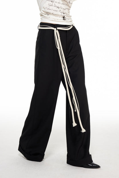 Versatile Casual Rope Design Waist Tie Pants [ID:0416PA]