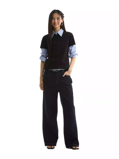 Raw Denim Straight Leg Jeans Classic Casual Pants [ID:0422PA]