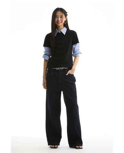 Raw Denim Straight Leg Jeans Classic Casual Pants [ID:0422PA]
