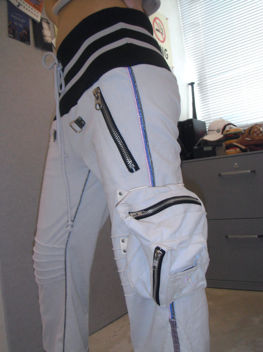Gray Heavy-Duty Zipper Pocket Low-Waist Cargo Pants [ID:0447PA]