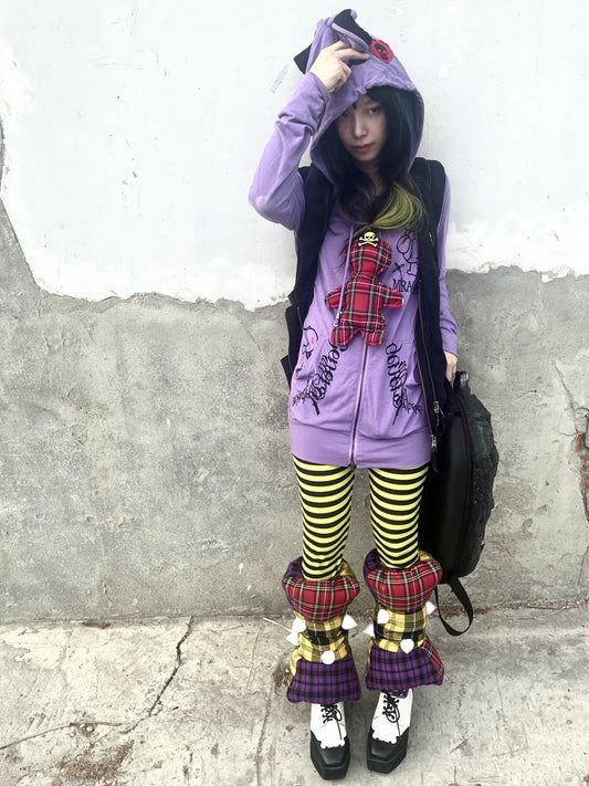 Meteor Hammer Rivet Plaid &amp; Chick Yellow Padded Sock Sleeve [ID:0448SO]