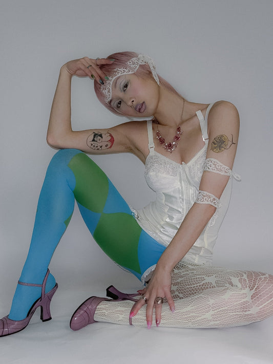 Lace Knit Stockings Retro Hollow Design Colorful Leggings [ID:0450SO]