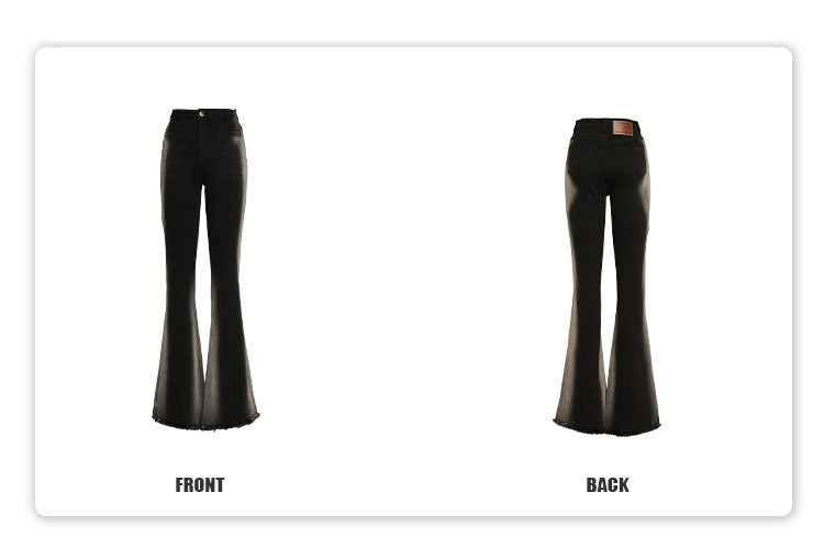 Gradient Bone Wash High-Waisted Frayed Flare Jeans [ID:0455PA]