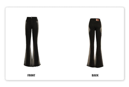 Gradient Bone Wash High-Waisted Frayed Flare Jeans [ID:0455PA]