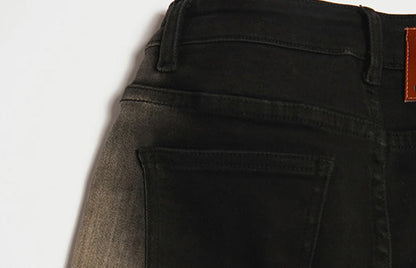 Gradient Bone Wash High-Waisted Frayed Flare Jeans [ID:0455PA]
