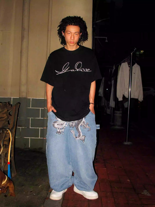 Loose Straight Oldschool Skate Street Style Denim Pants [ID:0476PA]