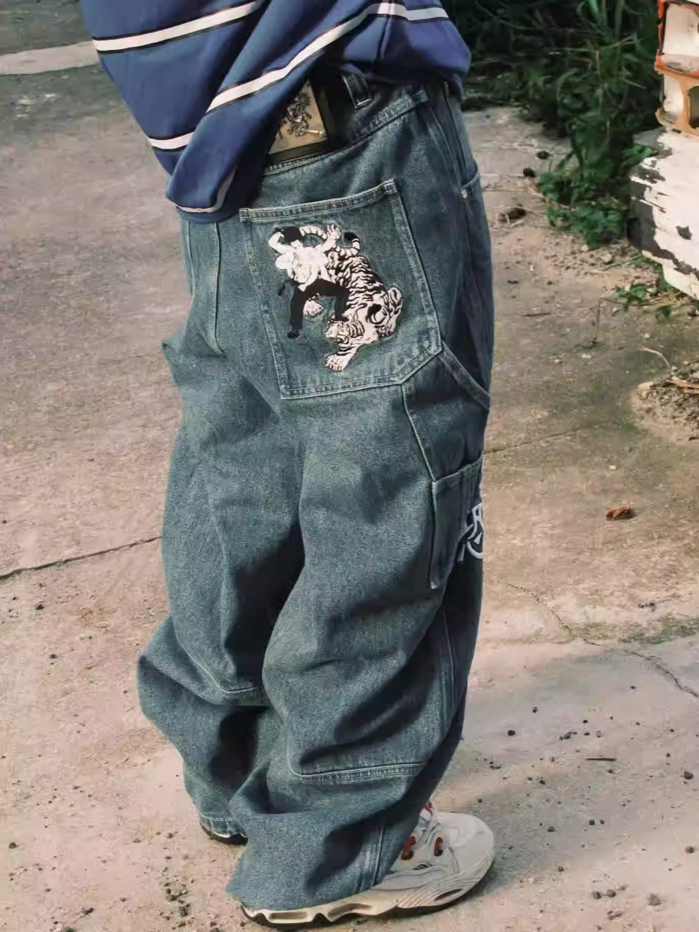 Loose Straight Oldschool B-boy Skate Denim Pants [ID:0477PA]