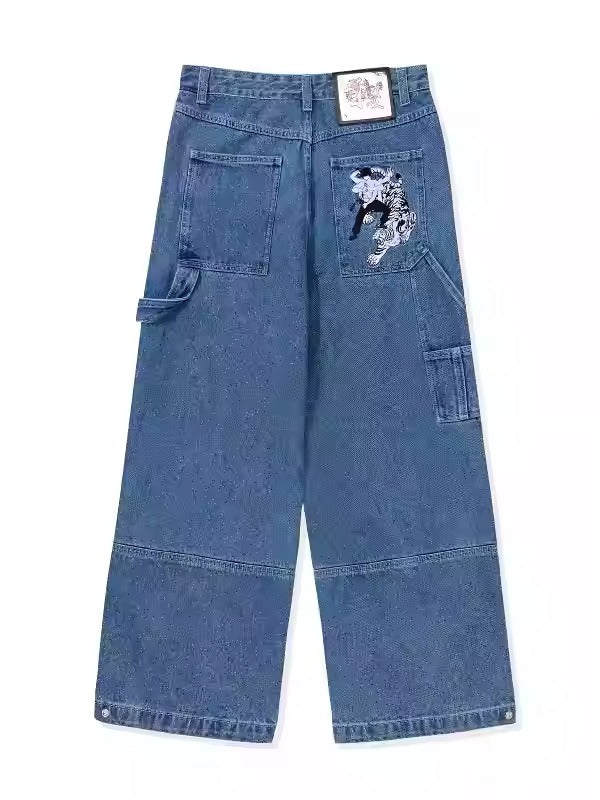 Loose Straight Oldschool B-boy Skate Denim Pants [ID:0477PA]