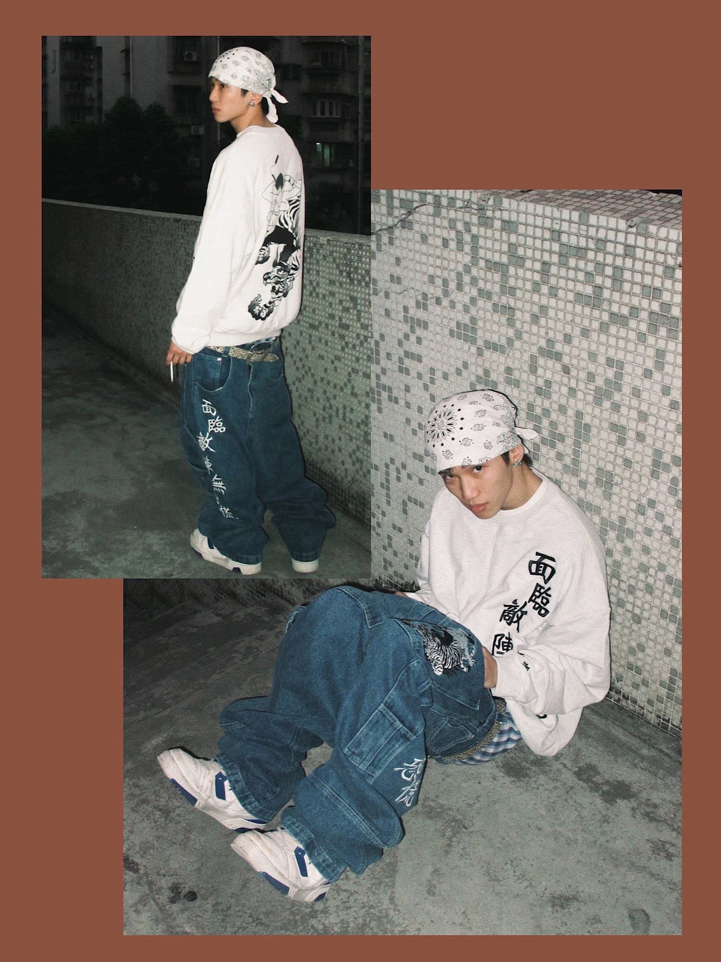 Loose Straight Oldschool B-boy Skate Denim Pants [ID:0477PA]