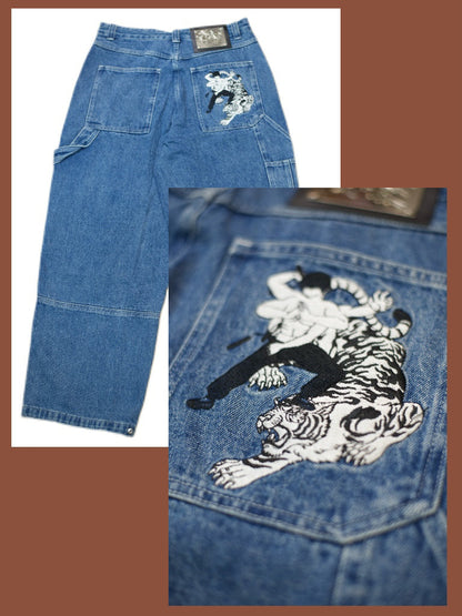 Loose Straight Oldschool B-boy Skate Denim Pants [ID:0477PA]