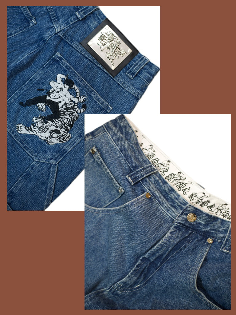 Loose Straight Oldschool B-boy Skate Denim Pants [ID:0477PA]