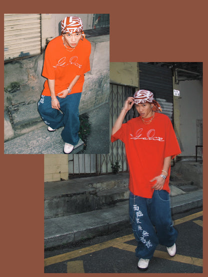 Loose Straight Oldschool B-boy Skate Denim Pants [ID:0477PA]