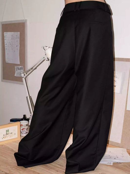 Draped High-Waist Oversized Pleated Wide Pants [ID:0479PA]
