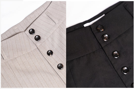 Stoic Wool Pinstripe Double-Pleat Unisex Relaxed Trousers [ID:0481PA]
