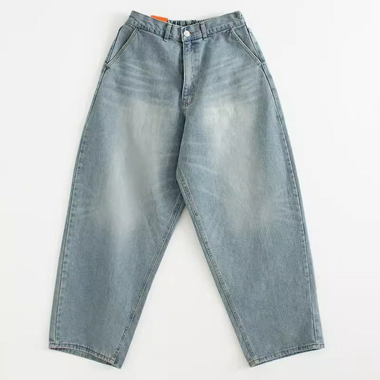 Oversized Washed Denim Balloon Banding Pants [ID:0487PA]