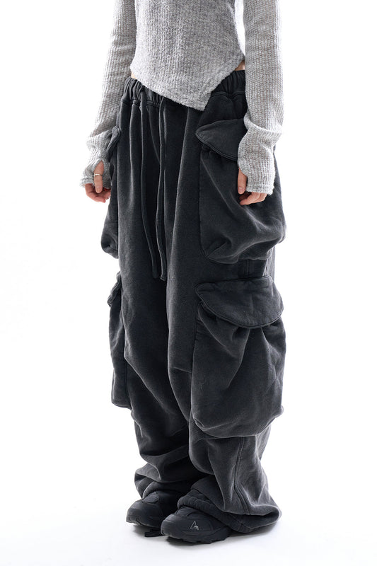 Refined Gokar Cargo Pocket Loose Fit Sweat Pants [ID:0489PA]