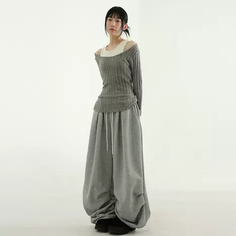 Two Tuck Banding Fleece-Lined Soft Cotton Pants [ID:0490PA]
