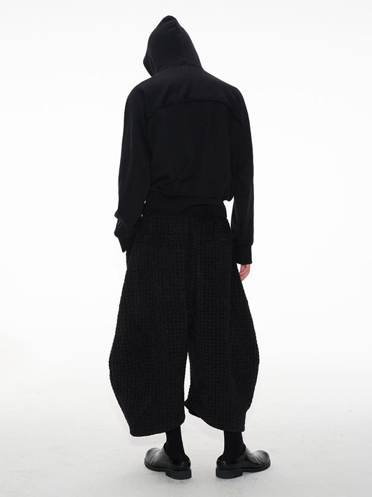 Bud Jacquard Fabric Drop Crotch Curved Hem Cropped Pants [ID:0493PA]
