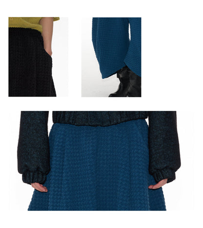 Bud Jacquard Fabric Drop Crotch Curved Hem Cropped Pants [ID:0493PA]