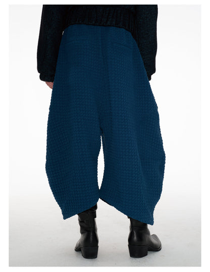 Bud Jacquard Fabric Drop Crotch Curved Hem Cropped Pants [ID:0493PA]