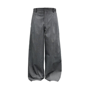 Plaid Pleated Waistband Straight Wide-leg Pants [ID:0496PA]