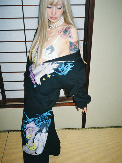 Graffiti Print Sporty Illustration MotifSweatpants [ID:0500PA]