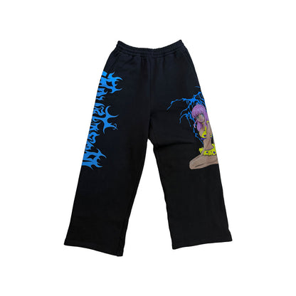 Graffiti Print Sporty Illustration MotifSweatpants [ID:0500PA]