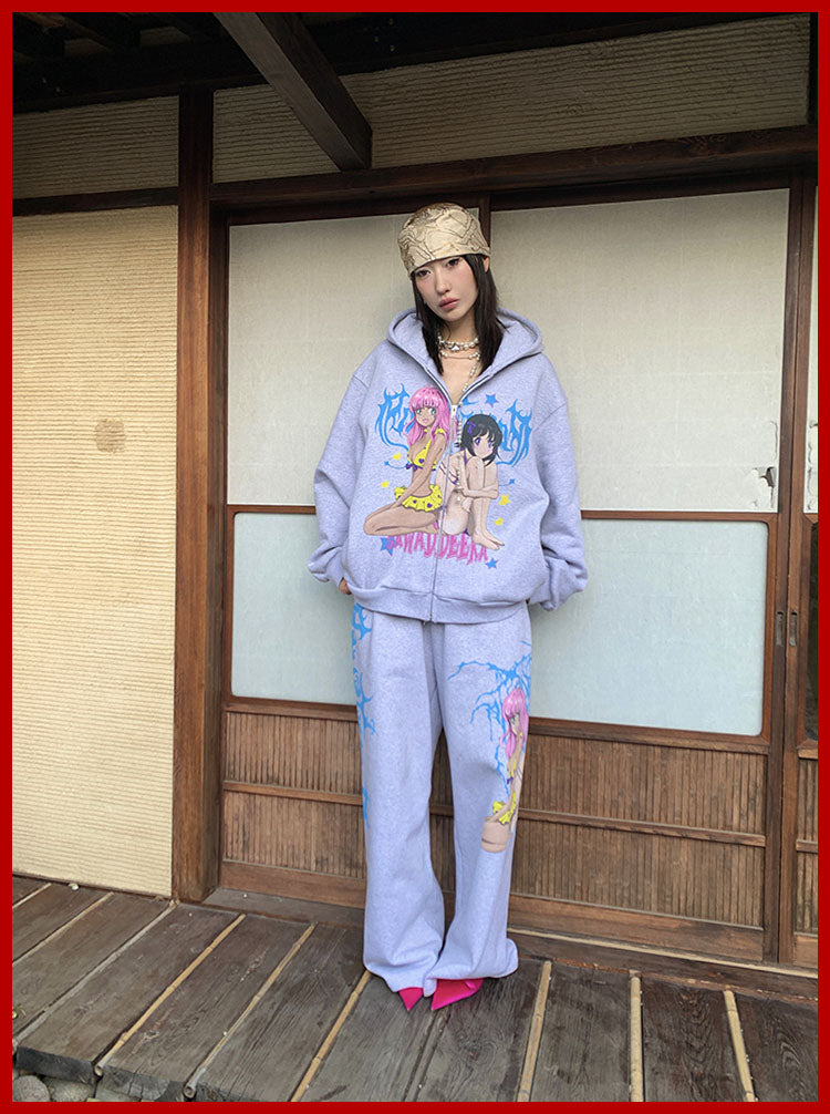Graffiti Print Sporty Illustration MotifSweatpants [ID:0500PA]