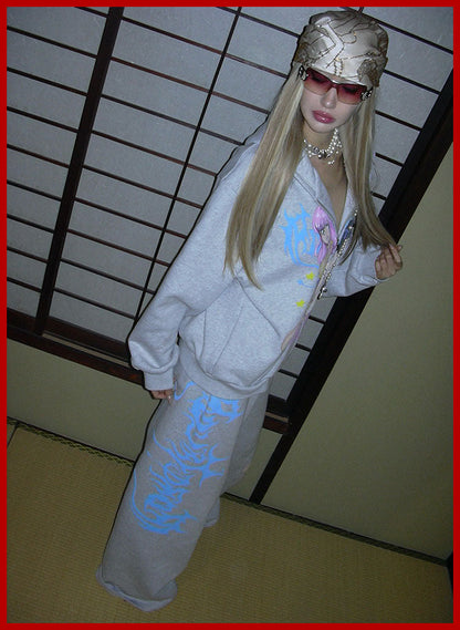 Graffiti Print Sporty Illustration MotifSweatpants [ID:0500PA]