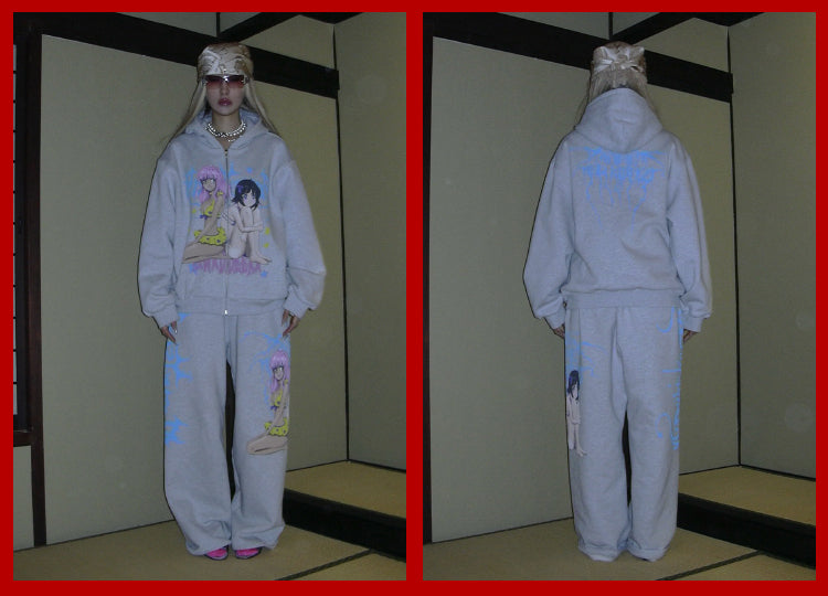 Graffiti Print Sporty Illustration MotifSweatpants [ID:0500PA]