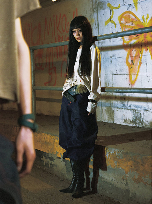 Vintage Inspired Wide Leg Classic Blue Denim Pants [ID:0505PA]