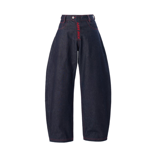 Vintage Inspired Wide Leg Classic Blue Denim Pants [ID:0505PA]