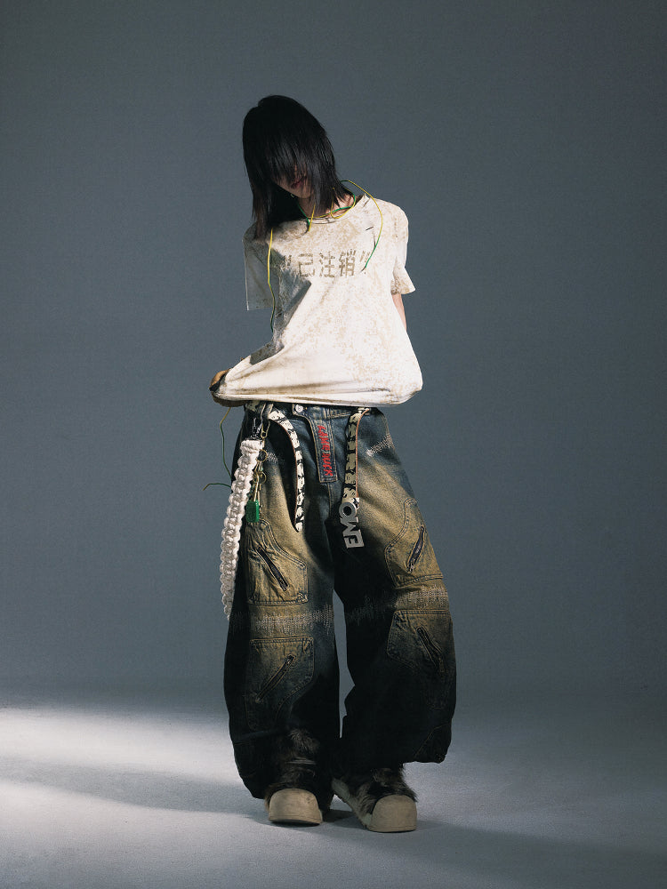 Emo Brother ダメージ加工 ワイドレッグデニム EMO BROTHER – log2x