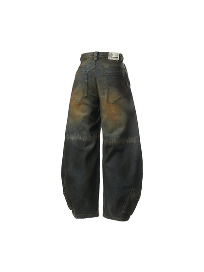 Oxidized Distressed Embroidered Sewn Multi-Pocket Denim Pants [ID:0506PA]
