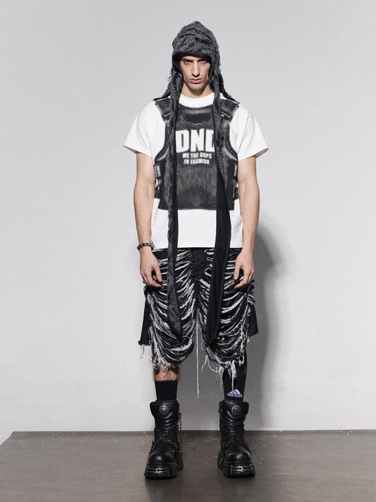 Heavy Washed Distressed Cut-Off Denim Urban Street Shorts [ID:0511PA]