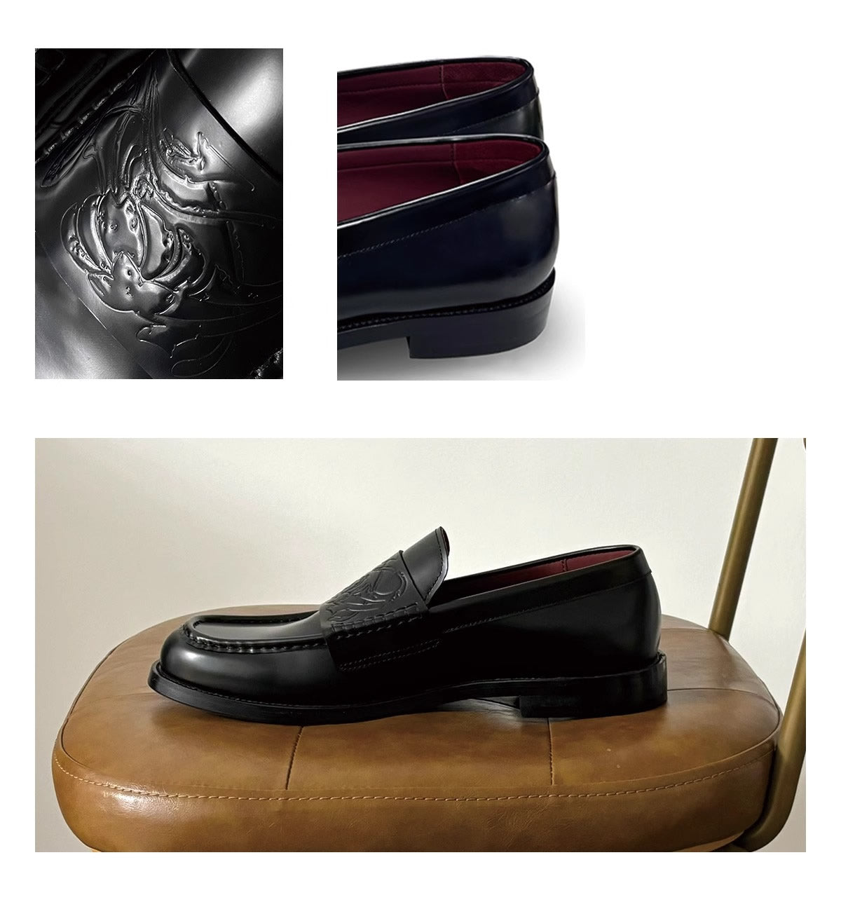 Vampire-Inspired Loafers in Calfskin with Crimson Lining Sneaker [ID:0517SH]