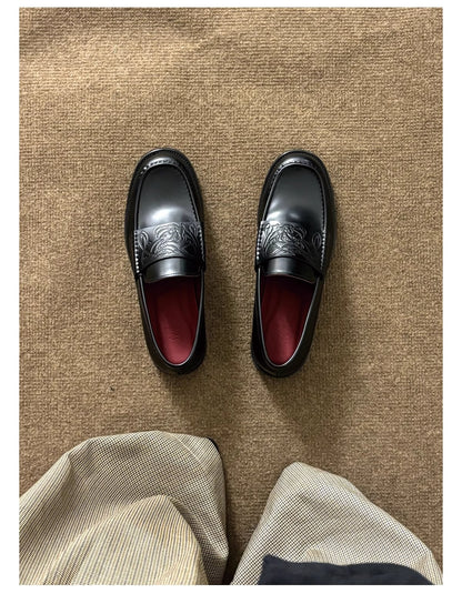 Vampire-Inspired Loafers in Calfskin with Crimson Lining Sneaker [ID:0517SH]