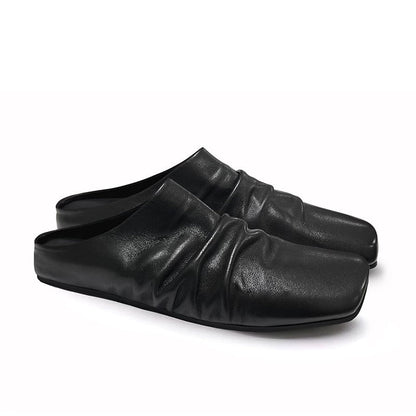 Soft Pleated Genuine Leather Ballet Style Sneaker [ID:0518SH]