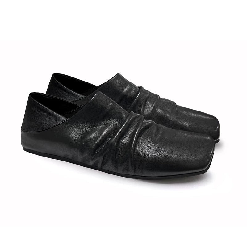 Soft Pleated Genuine Leather Ballet Style Sneaker [ID:0518SH]