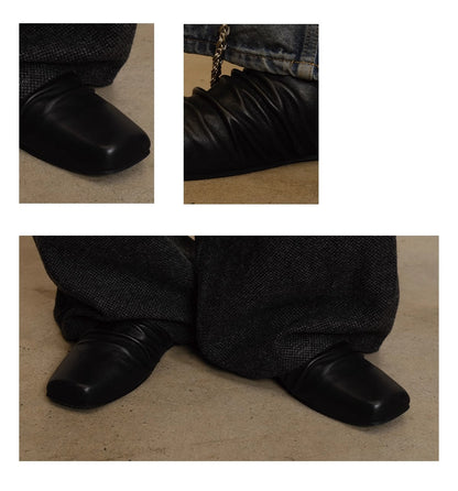Soft Pleated Genuine Leather Ballet Style Sneaker [ID:0518SH]