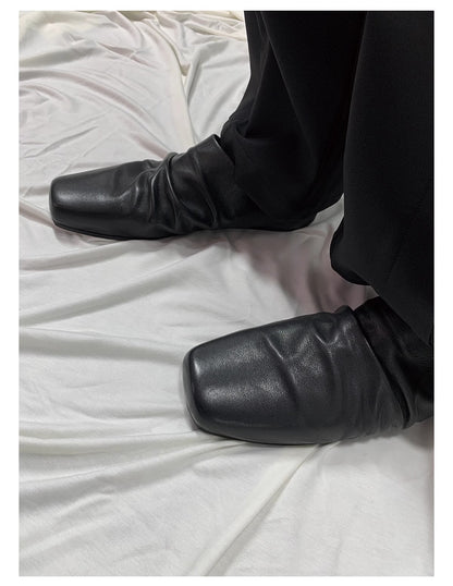 Soft Pleated Genuine Leather Ballet Style Sneaker [ID:0518SH]