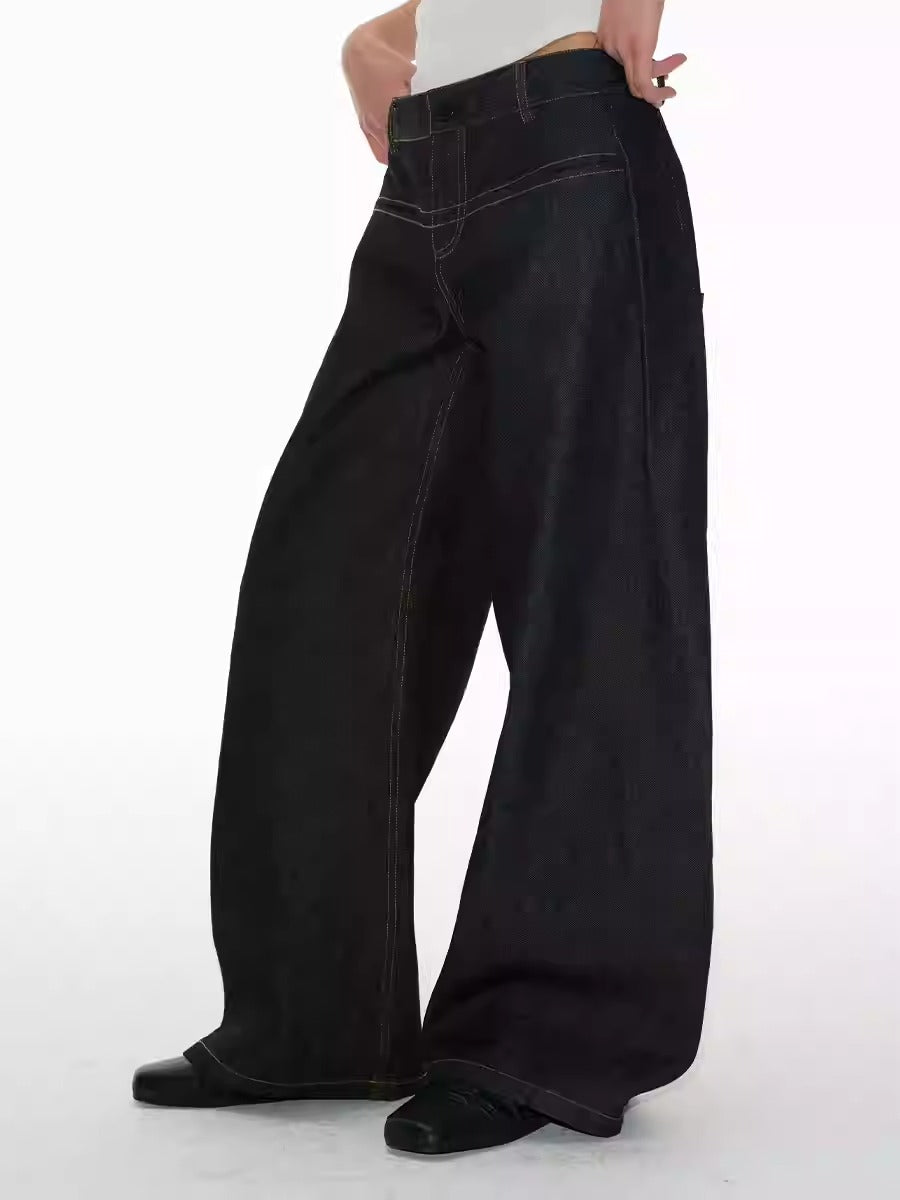 Structured Pleated Banana Low Waist Curved Blade Pants [ID:0522PA]