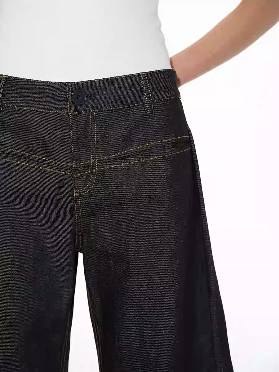 Structured Pleated Banana Low Waist Curved Blade Pants [ID:0522PA]