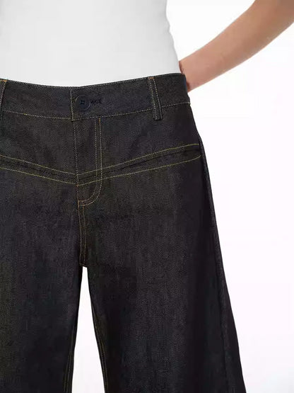 Structured Pleated Banana Low Waist Curved Blade Pants [ID:0522PA]