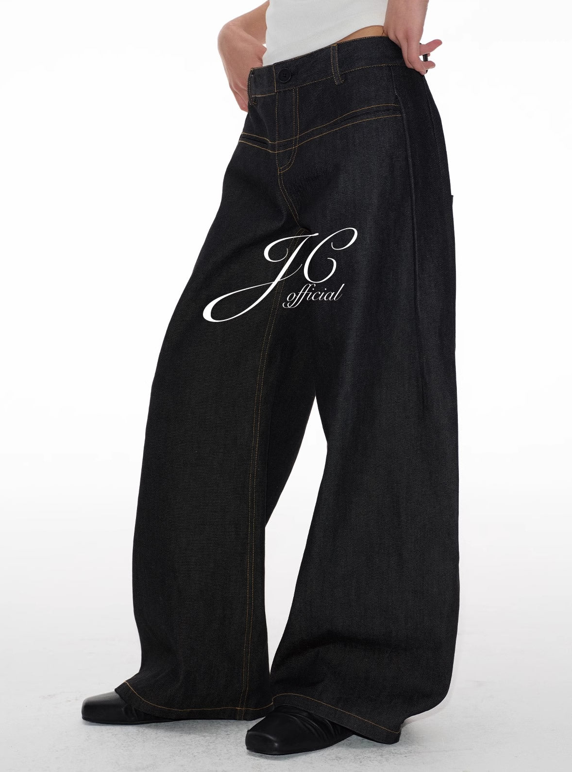 Structured Pleated Banana Low Waist Curved Blade Pants [ID:0522PA]