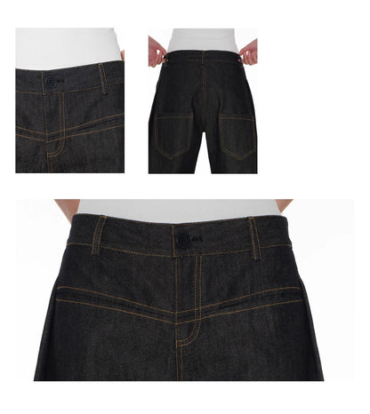 Structured Pleated Banana Low Waist Curved Blade Pants [ID:0522PA]
